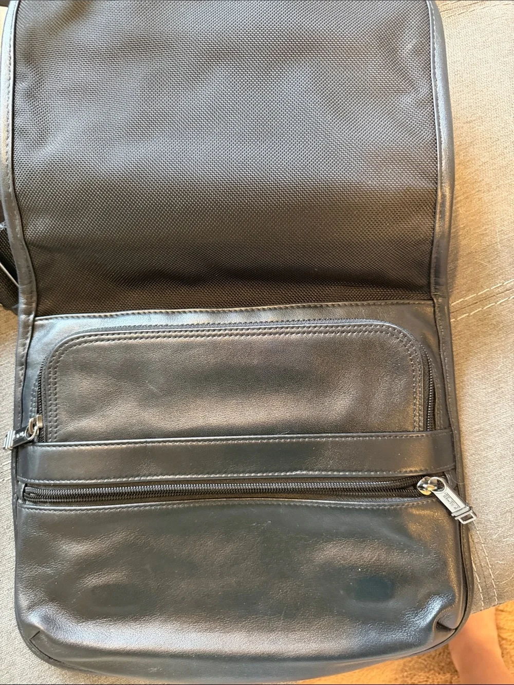 Tumi Black Leather Small Messenger Crossbody